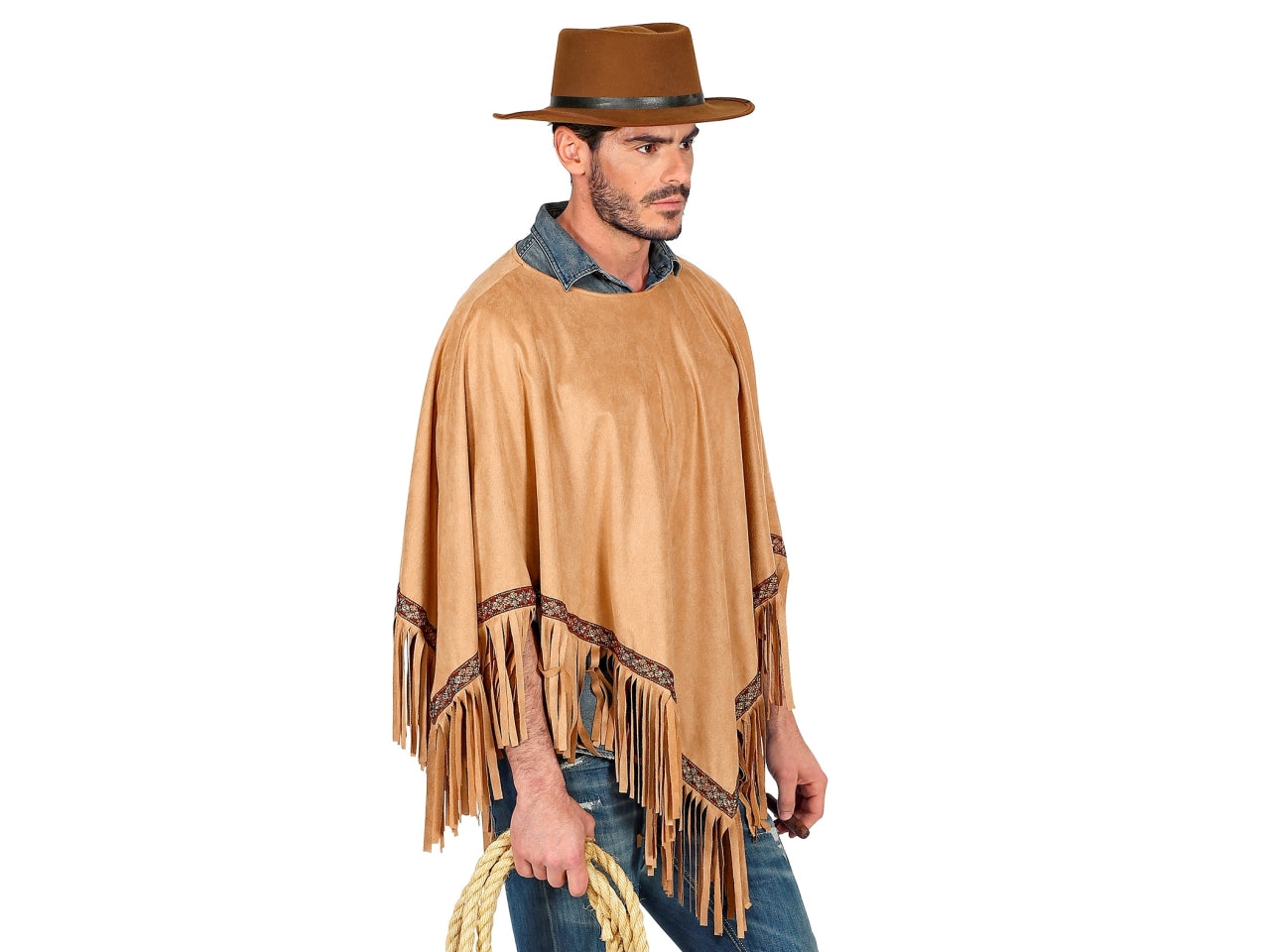Poncho scamosciato colore marrone