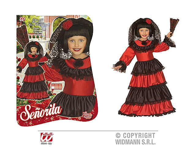 Costume da senorita - il costume comprende vestito con sottogonna e copricapo in pizzo