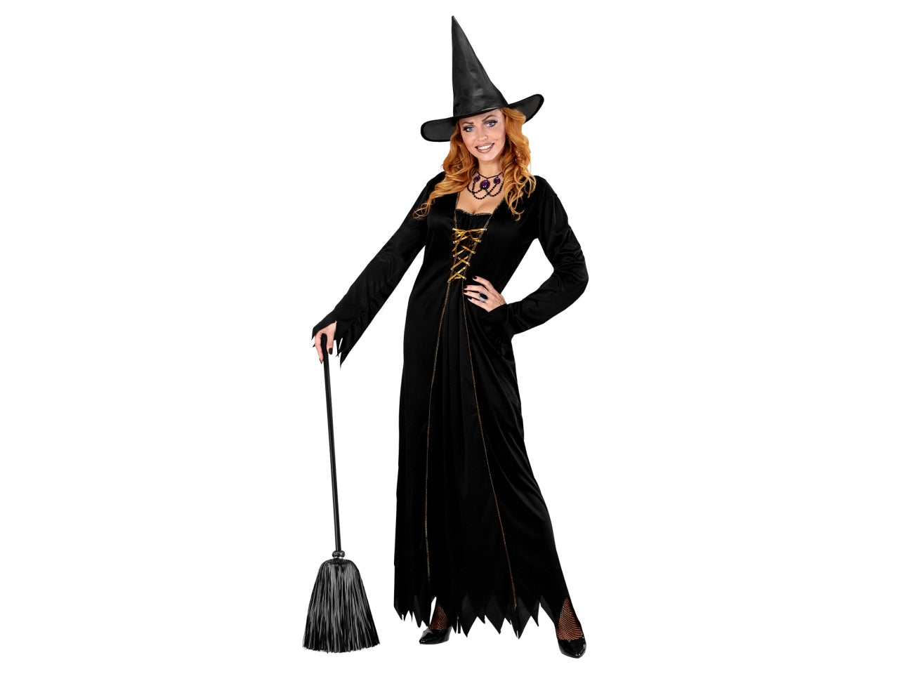 Scopa da strega in fili di lame' neri - misura 92cm