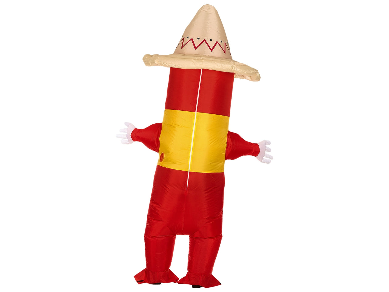 Costume da peperoncino messicano - il costume comprende costume con maschera e sombrero sovradimensionato gonfiabile con ventola - 4 batterie aa non incluse - taglia unica adulto