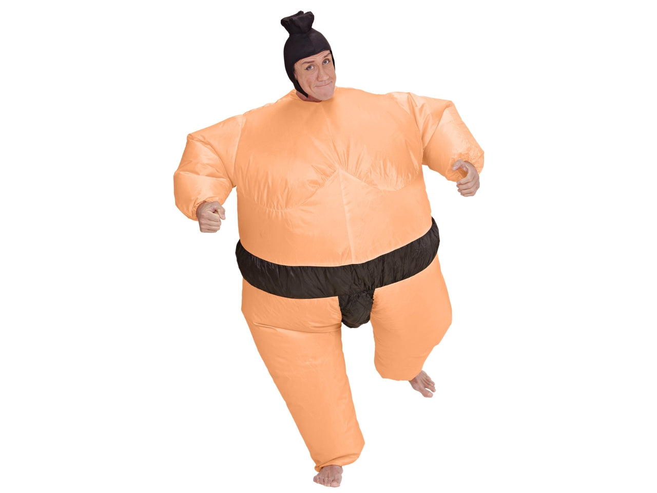 Costume da sumo - il costume comprende costume gonfiabile con ventola e copricapo funzionamento a batteria - 4 batterie aa non incluse - taglia unica adulto