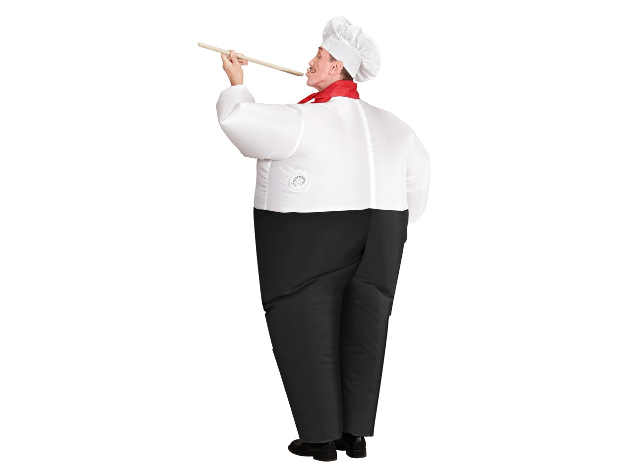 Costume da chef - il costume comprende costume gonfiabile con ventola, foulard e cappello - funzionamento con 4 batterie aa non incluse - taglia unica adulto