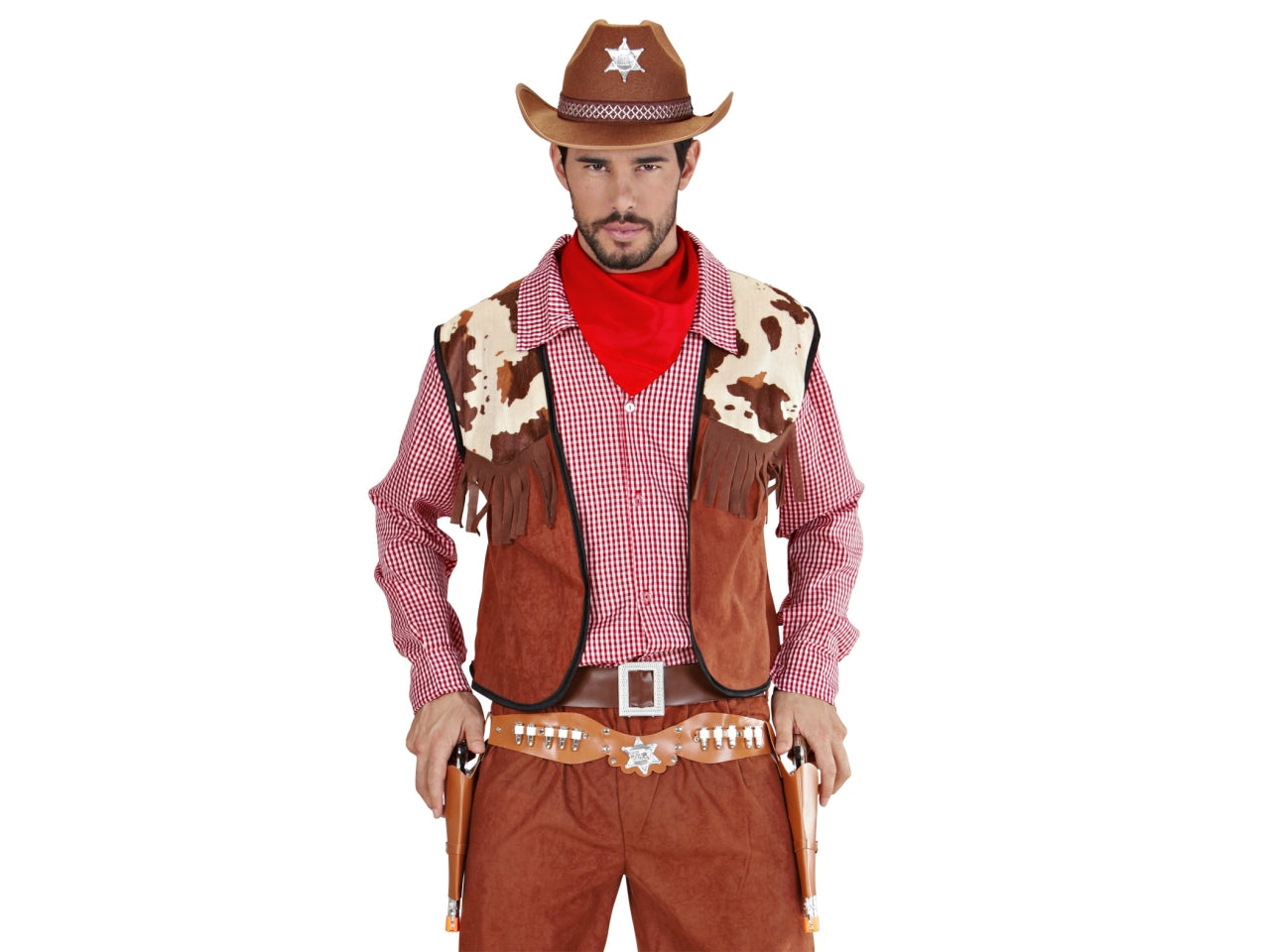 Cinturone da cowboy con doppia fondina lusso colore marrone misura adulto
