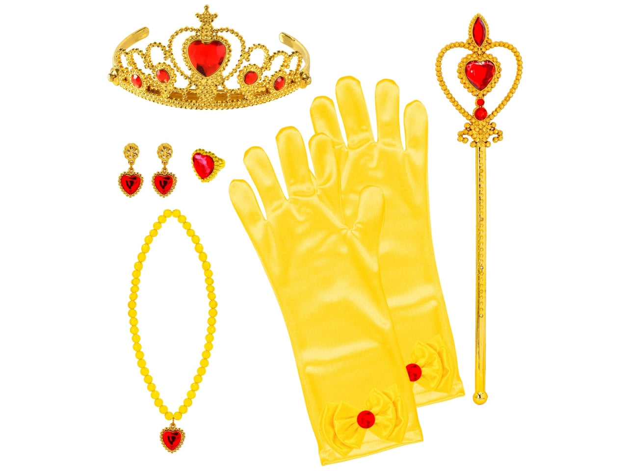 Set da principessa - il set comprende tiara, guanti, collana, orecchini, anello e scettro