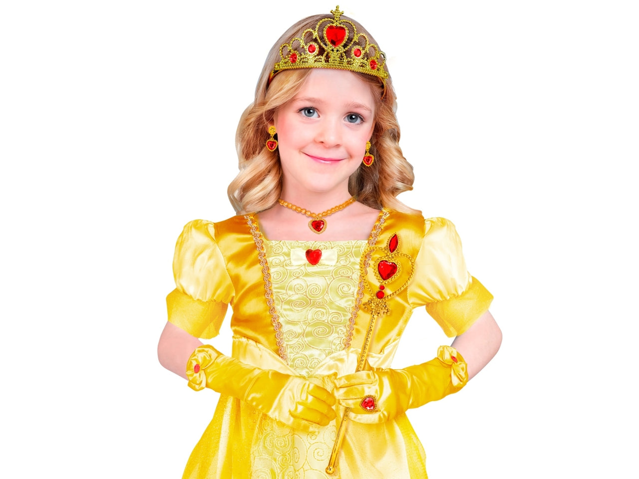 Set da principessa - il set comprende tiara, guanti, collana, orecchini, anello e scettro