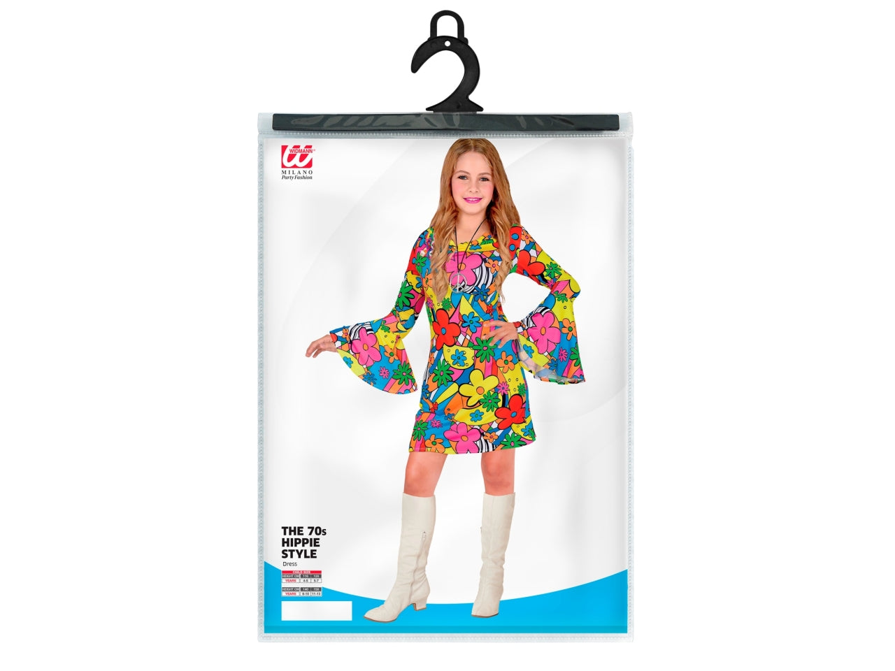 Vestito da ragazza anni 60 flower power - taglia 5-7 anni