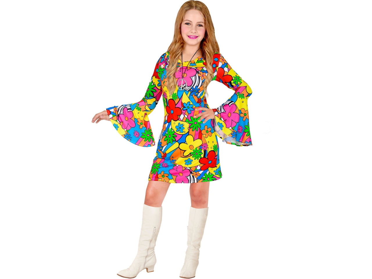 Vestito da ragazza anni 60 flower power -taglia 13 anni
