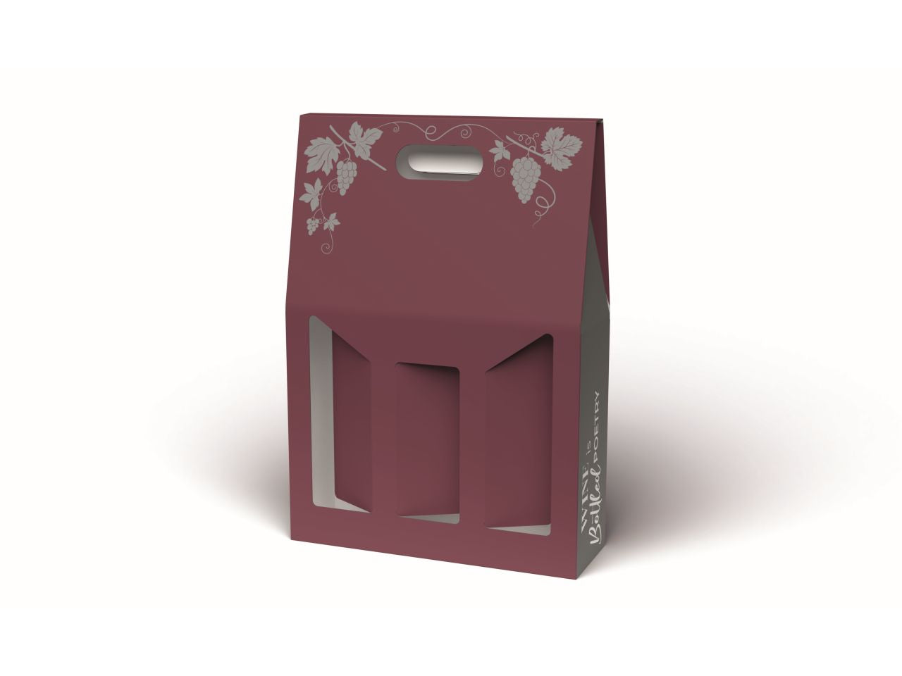 Scatola di cartone porta bottiglie di vino 27x9x40cm linea poetry per confezioni regalo  - confezione per 3 bottiglie