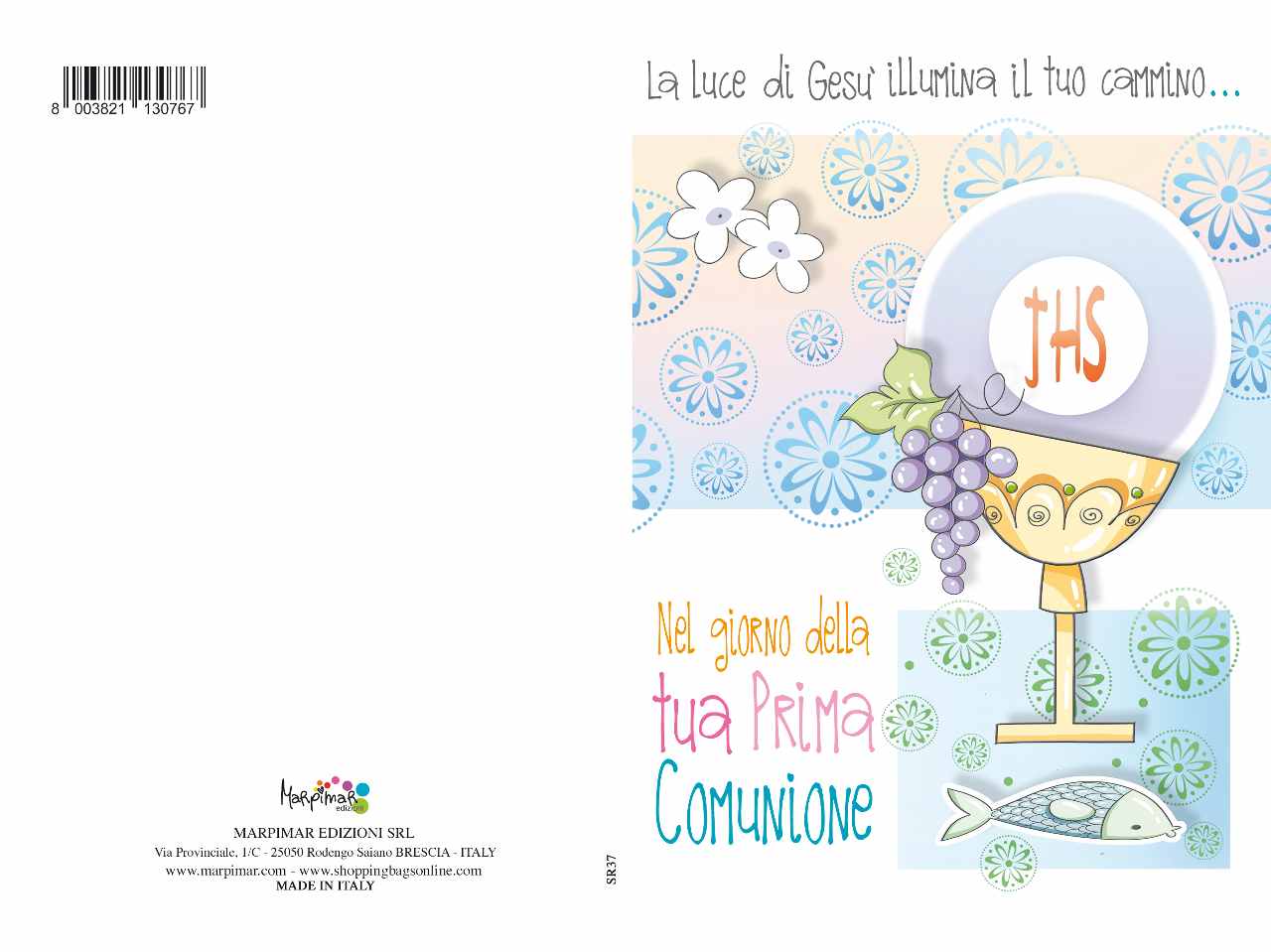 Biglietto comunione con glitter
