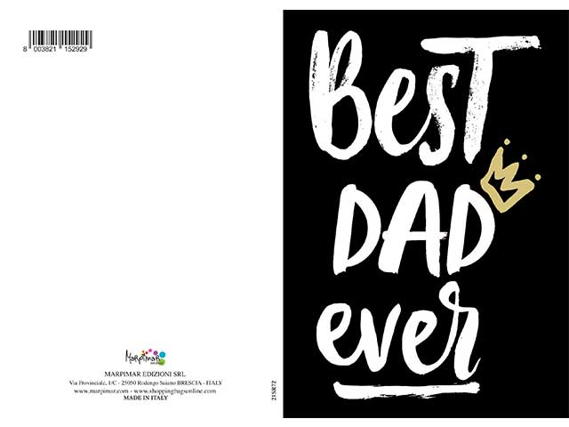 Biglietto auguri papa' con scritta Best Dad Ever misura 12x18cm