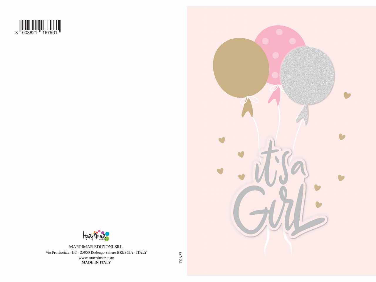 Biglietto nascita colore rosa special con scritta it' a girl