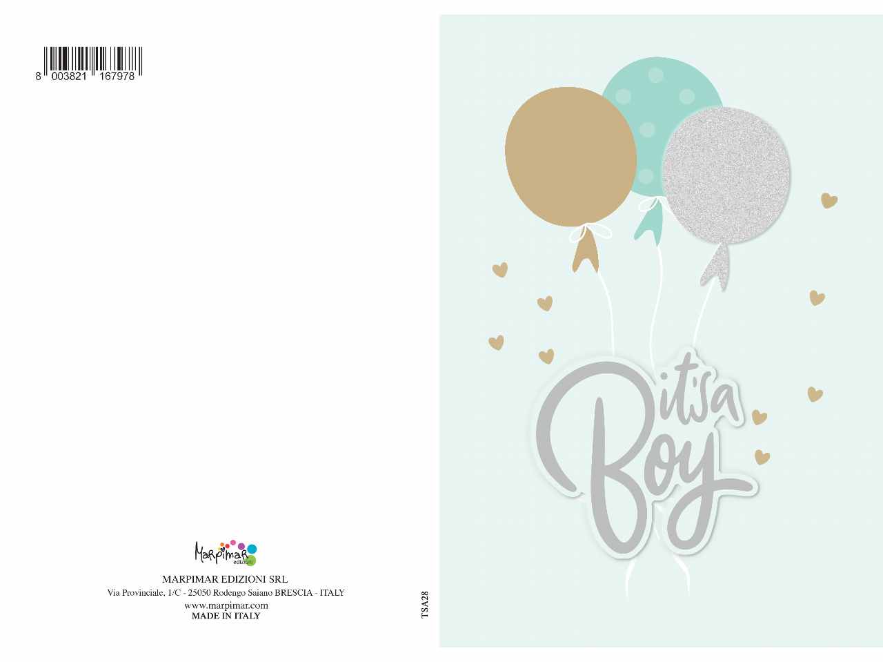 Biglietto nascita colore azzurro special con scritta it' a boy