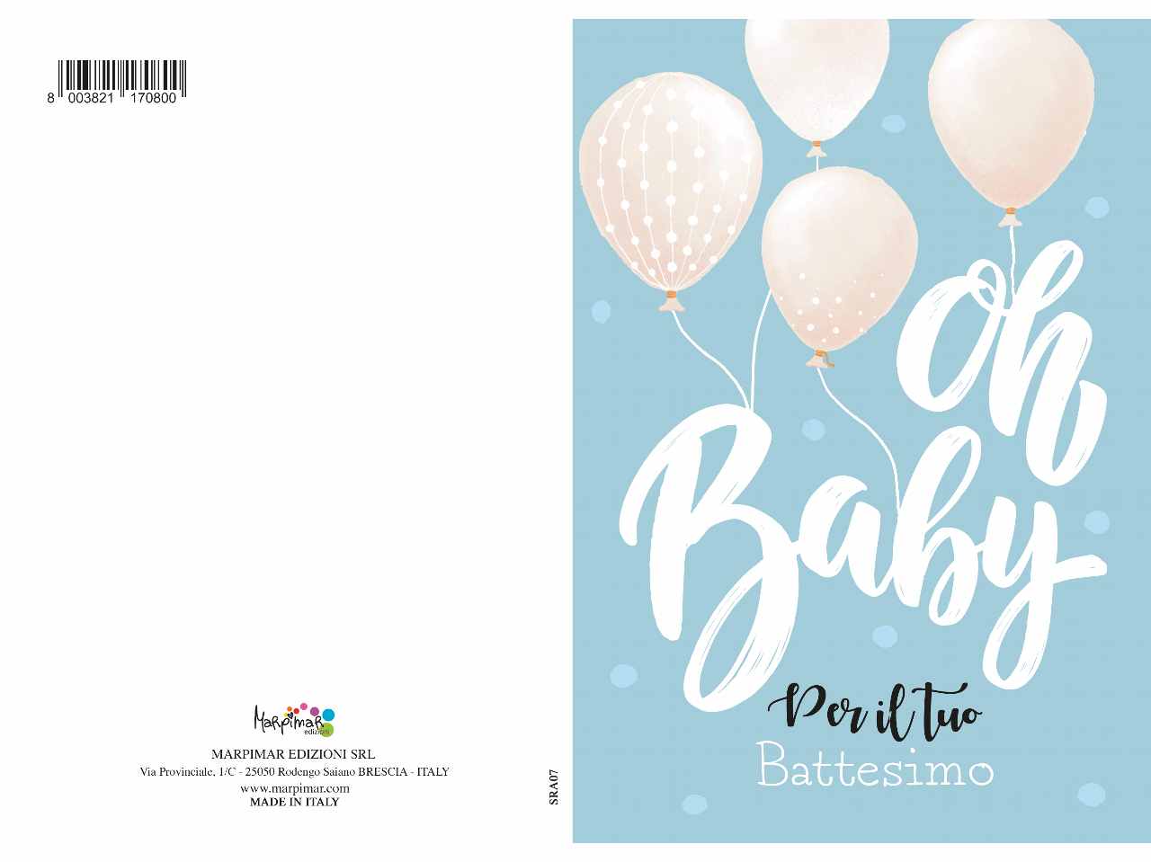 Biglietto battesimo azzurro con glitter