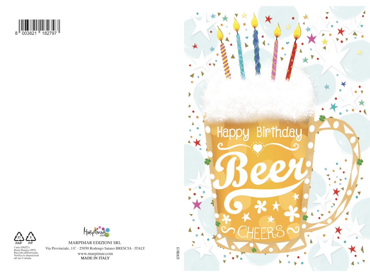 Biglietto per auguri buon compleanno con rilievo e foil e busta