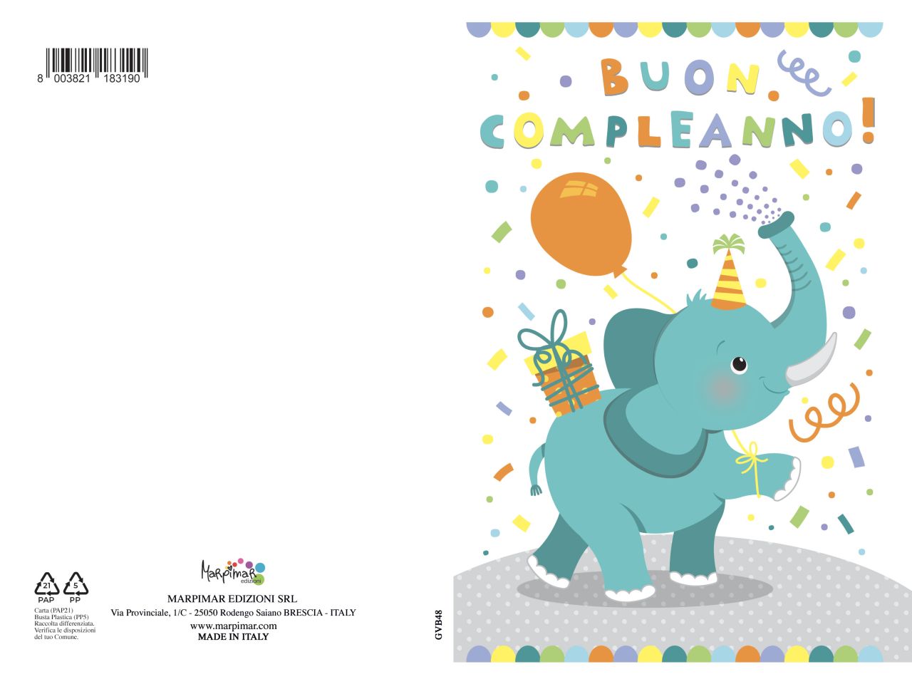 Biglietto per auguri buon compleanno con con glitter e busta