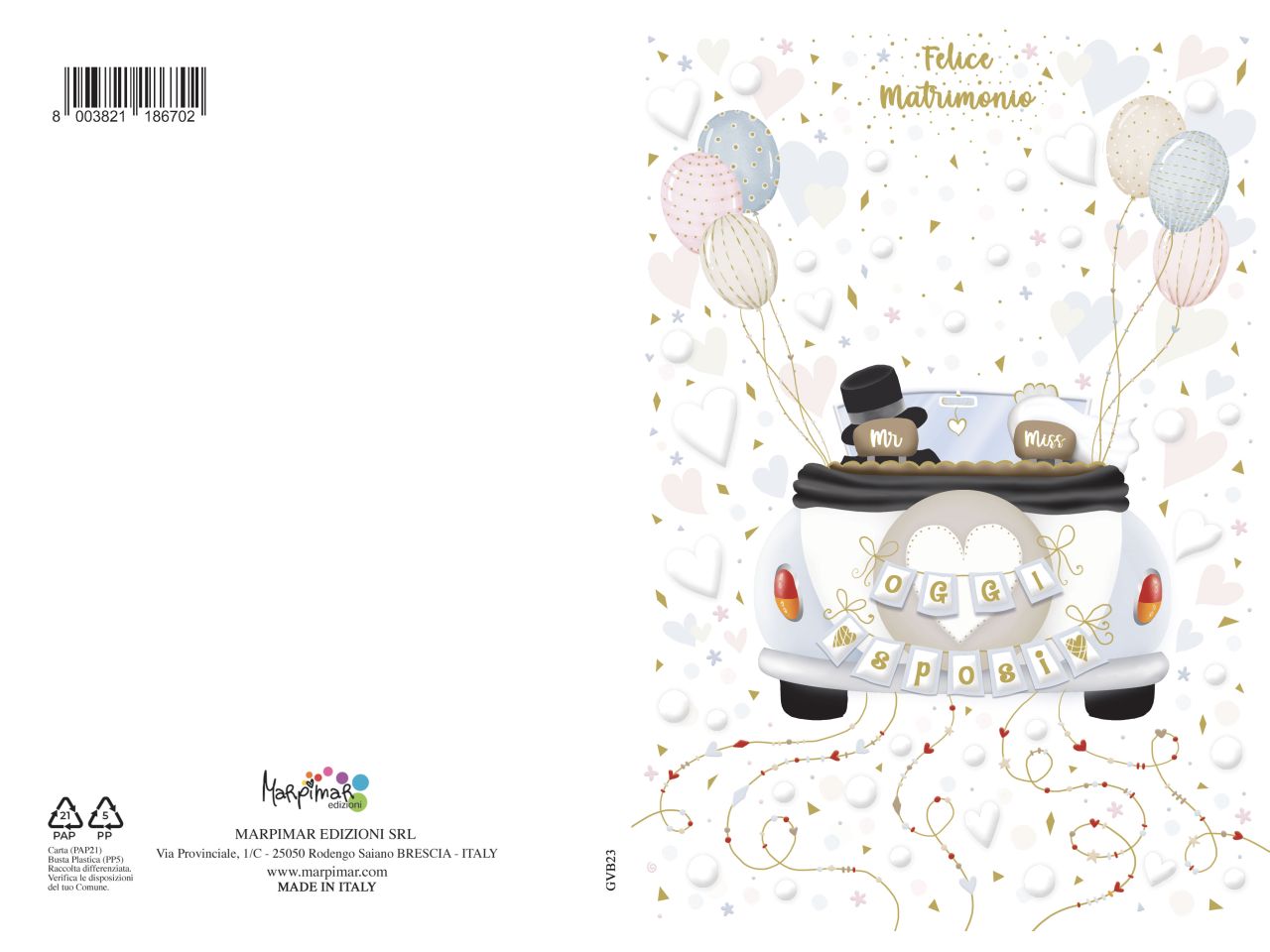 Biglietto per matrimonio con rilievo e foil
