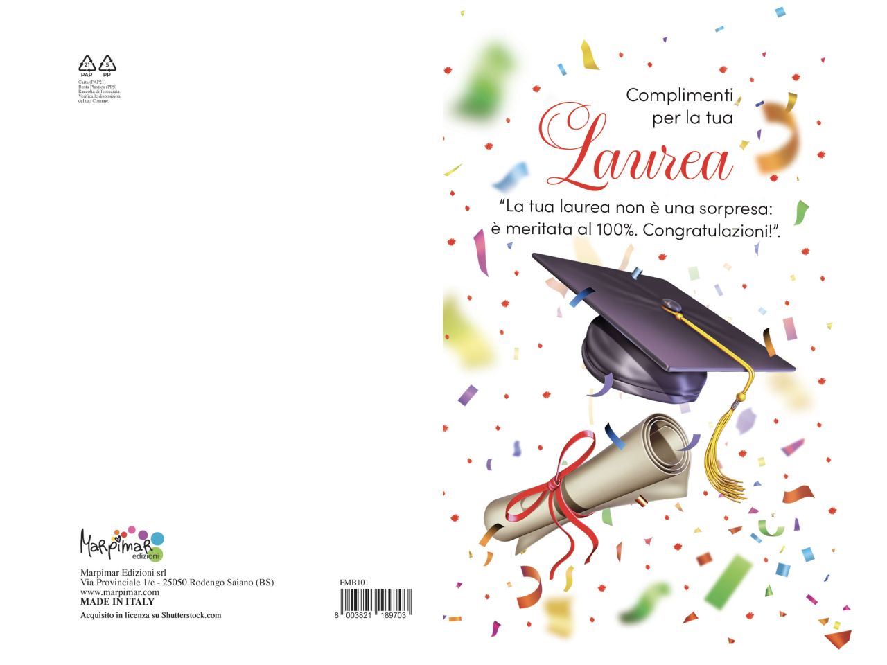 Biglietto auguri medio per laurea con busta