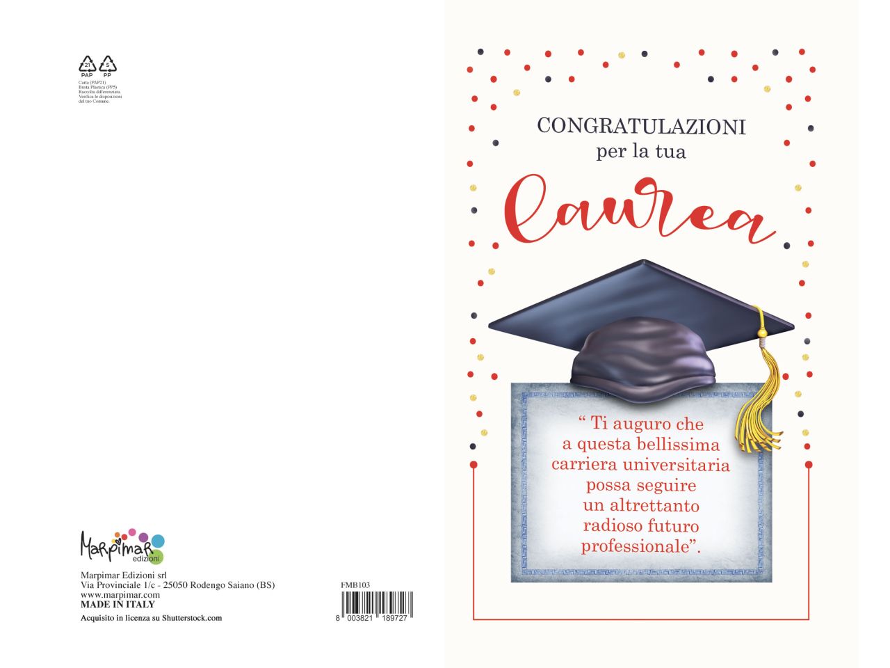 Biglietto auguri medio per laurea con busta