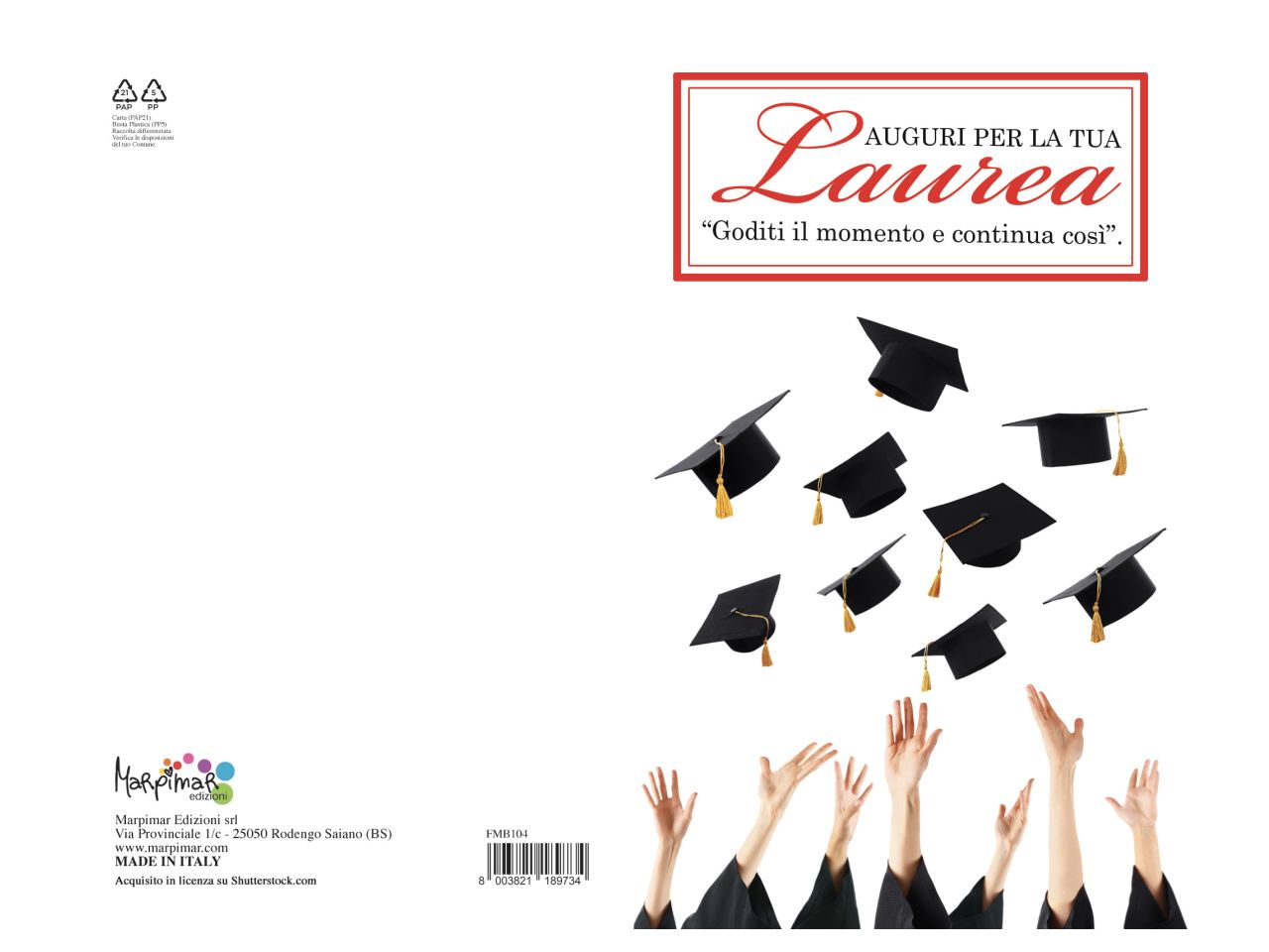 Biglietto auguri medio per laurea con busta