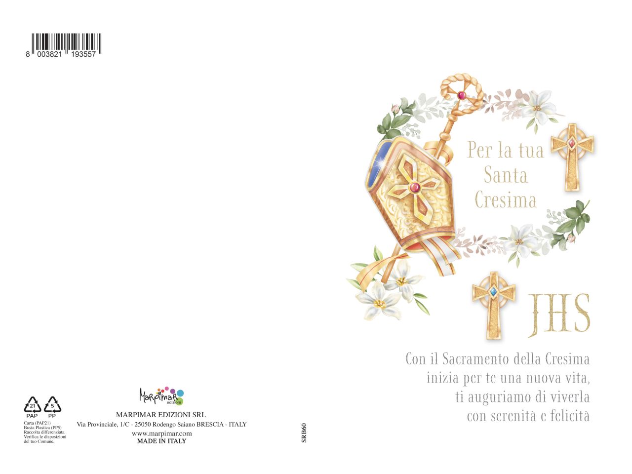 Biglietto auguri per cresima con portasoldi e busta
