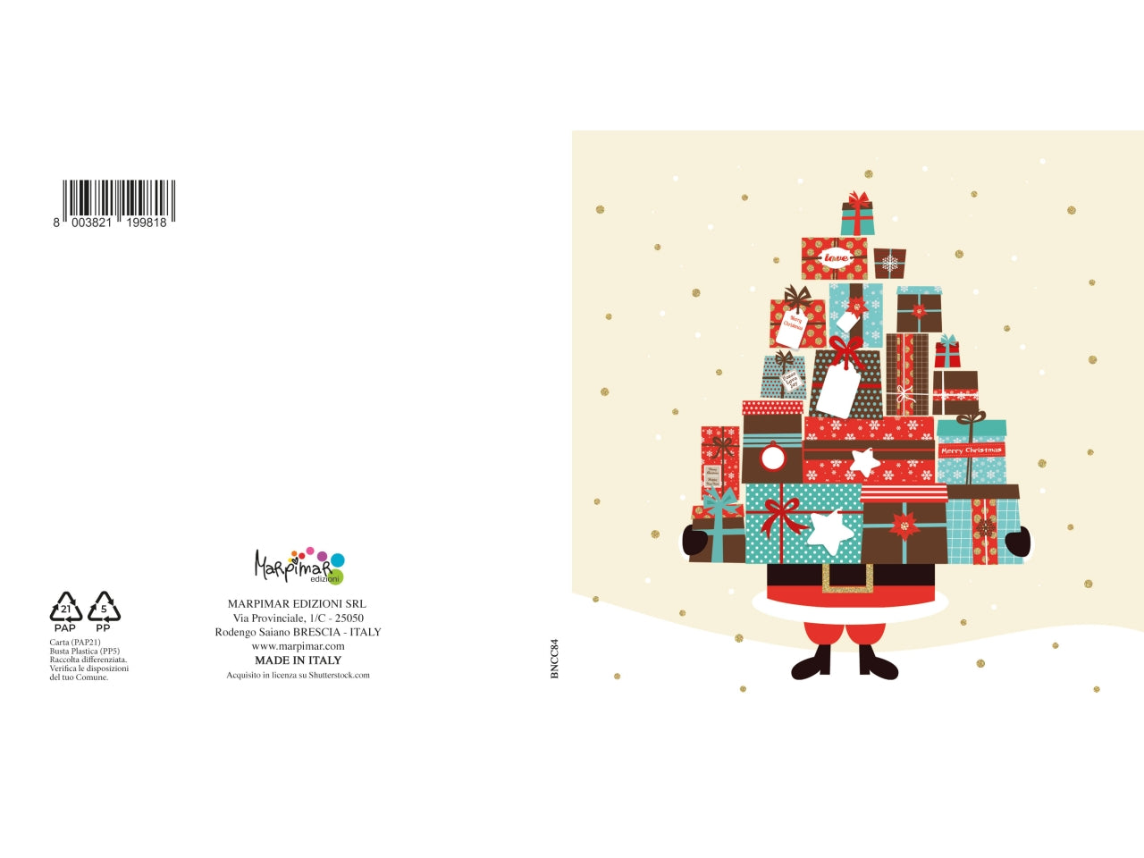 Biglietto buon natale quadrato