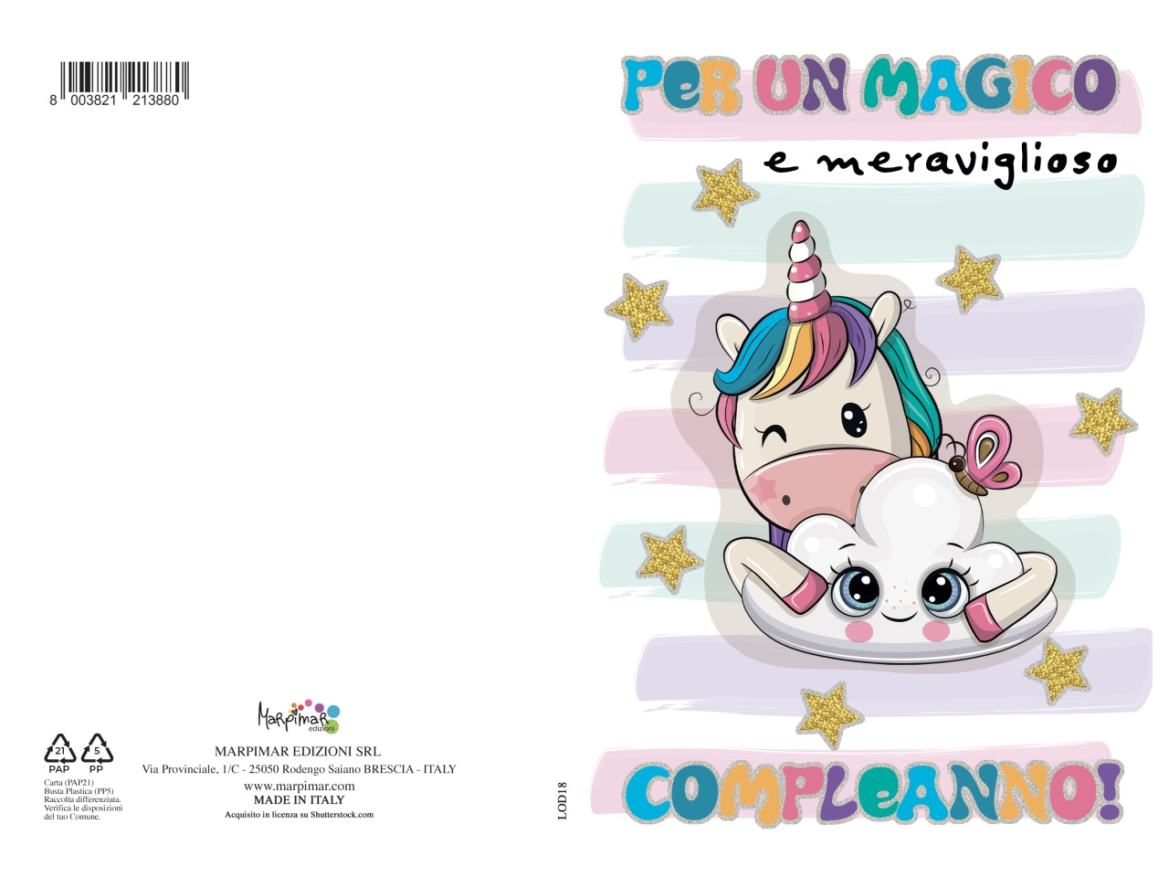 Biglietto funny animals con foil olografico