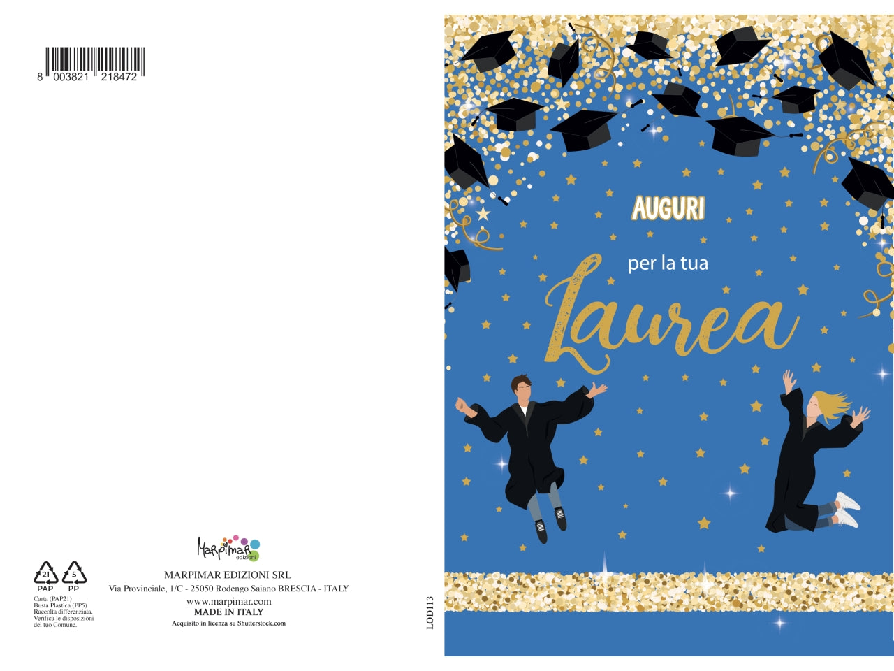 Biglietto laurea con foil oro