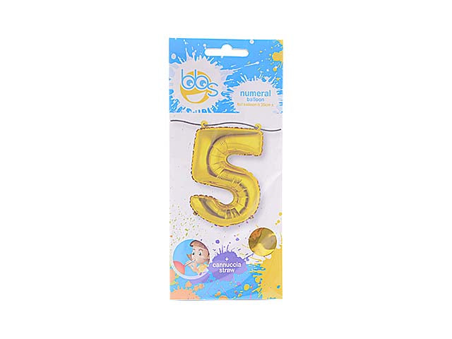 Pallone numerale n.5 oro 129205