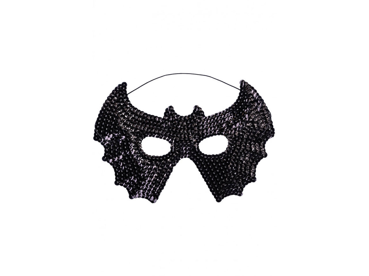 Maschera pipistrello nero in tessuto con paillettes