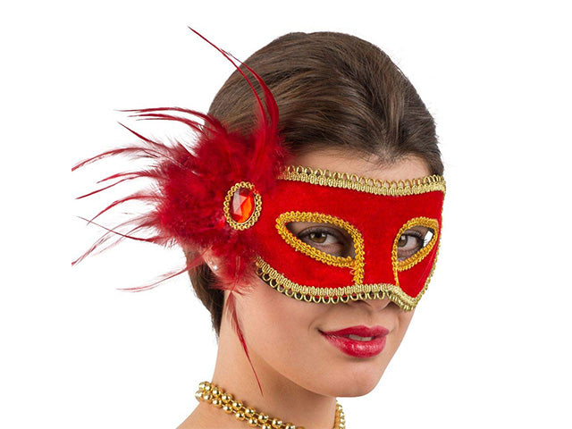 Maschera rossa plastica c/velluto 00760