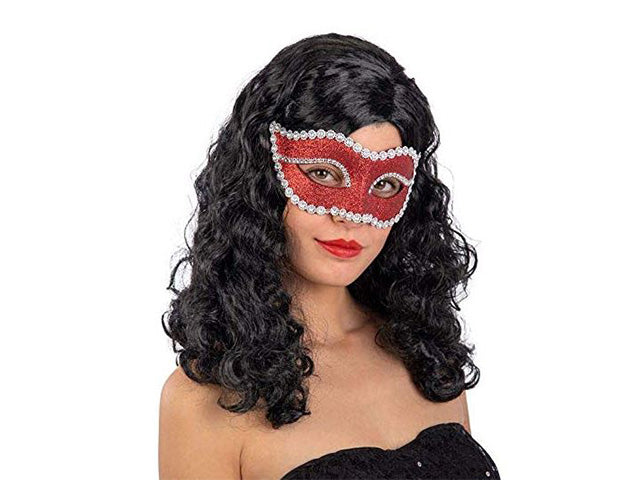 Maschera plastica c/glitter rossi 01287