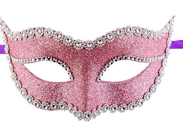 Maschera plastica c/glitter rosa 1288