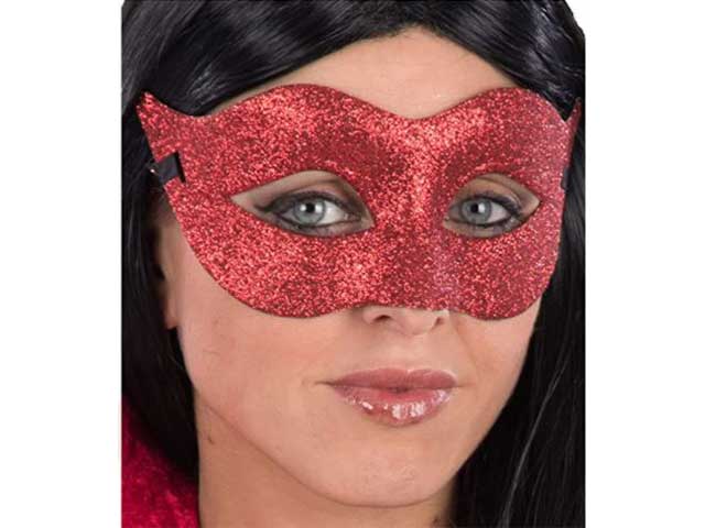 Maschera plastica c/glitter rossi 1387