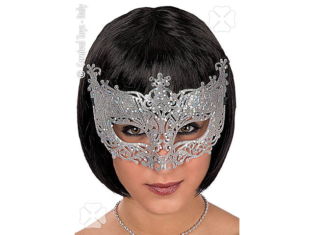 Maschera plastica c/glitter arg. i01629