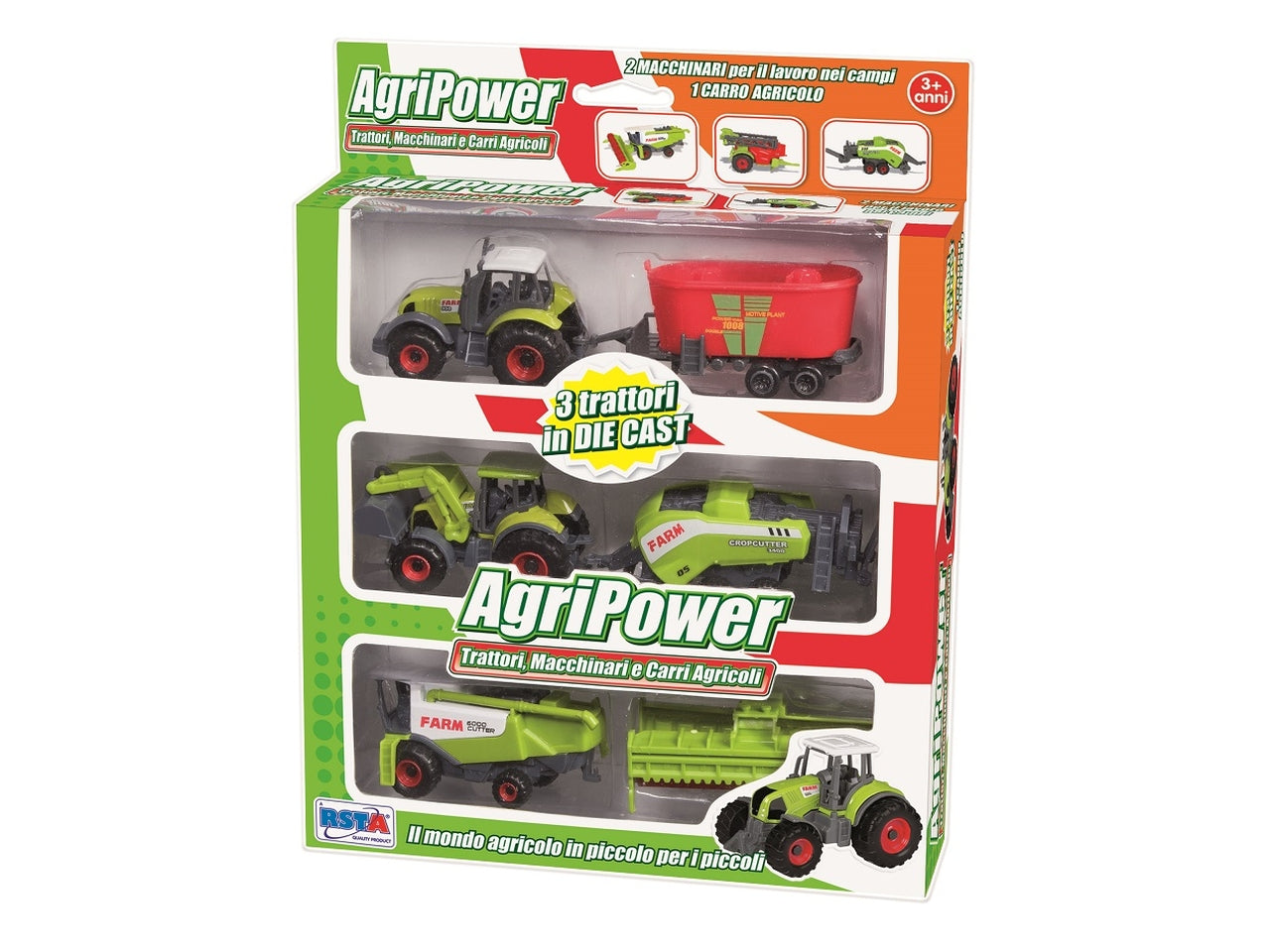 Playset die cast 3 trattori e 3 macchinari