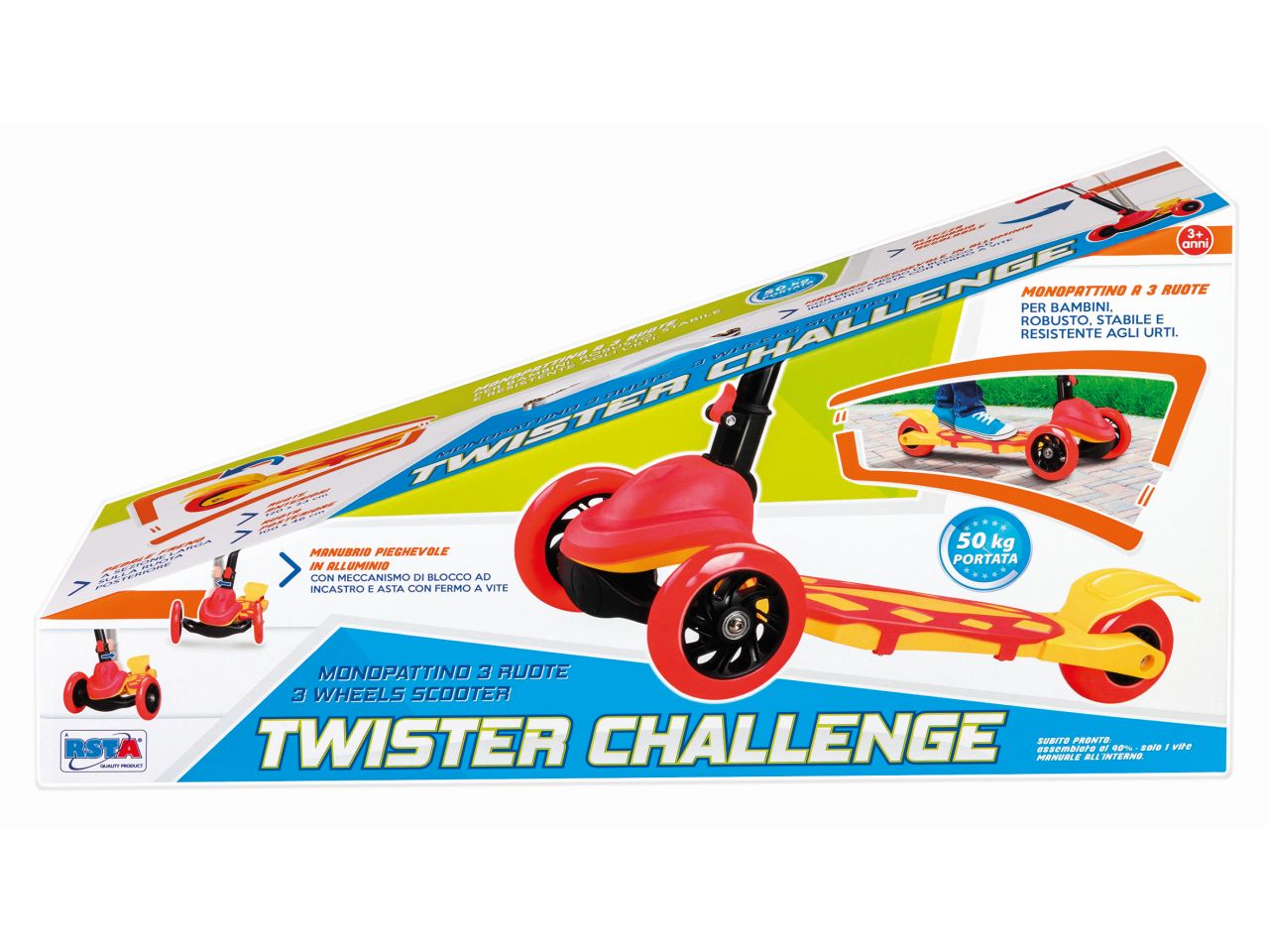 Monopattino 3 ruote twister challenger portata max 50kg