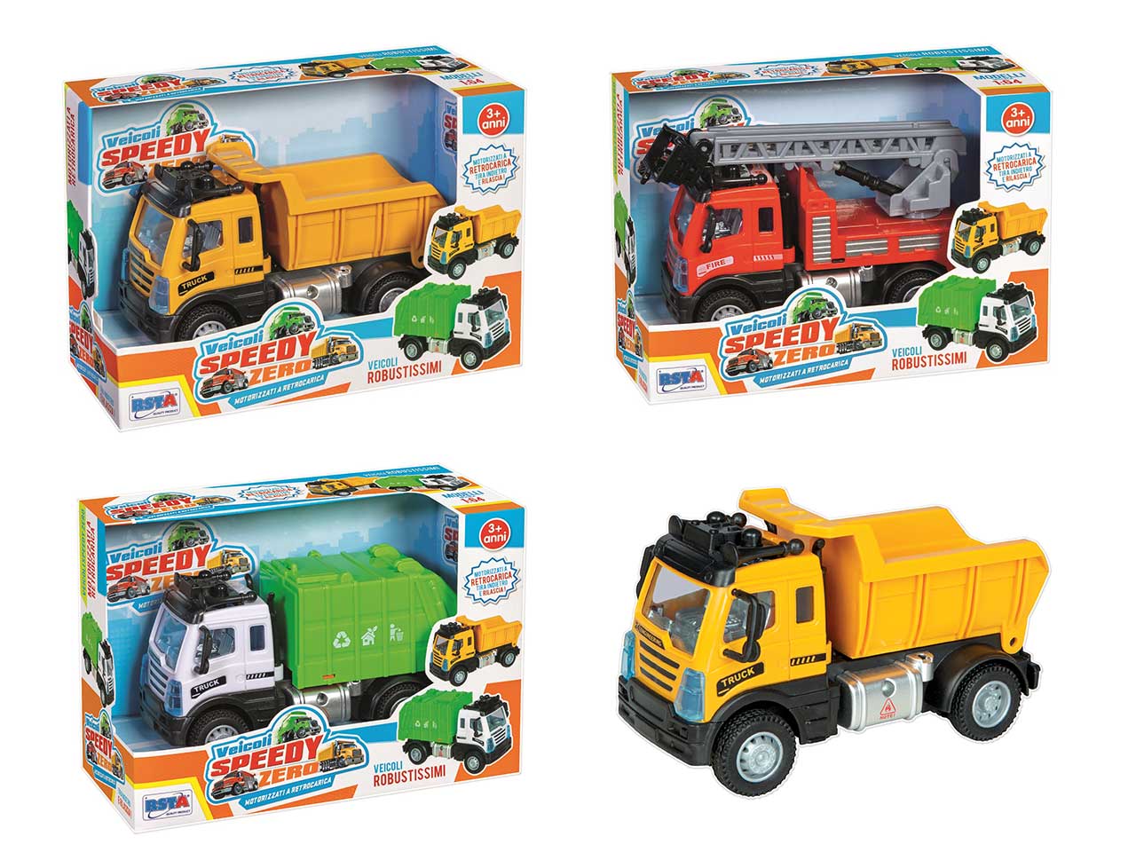 Veicoli lavoro retrocarica scala 1:64 - disponibile in 3 assortimenti