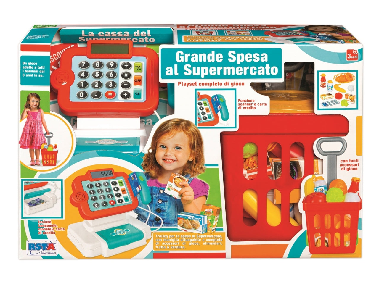 Playset cucina spesa al supermercato con trolley
