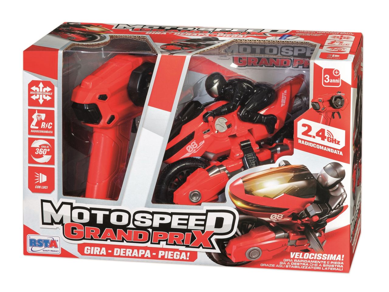 Moto speed radiocomandata 2,4ghz con luci a batteria usb incluso