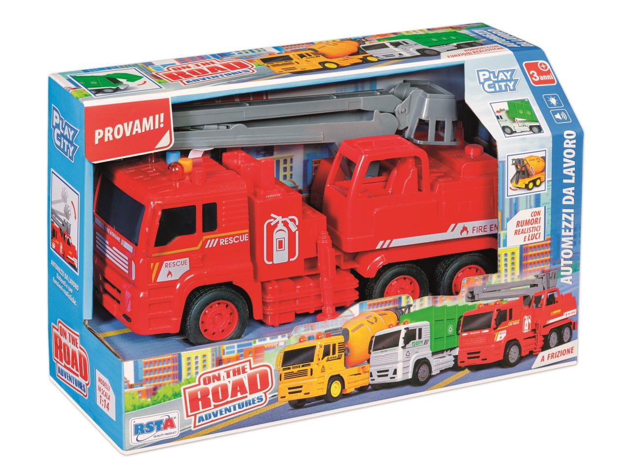Camion da lavoro a frizione con luci e suoni in 3 assortimenti