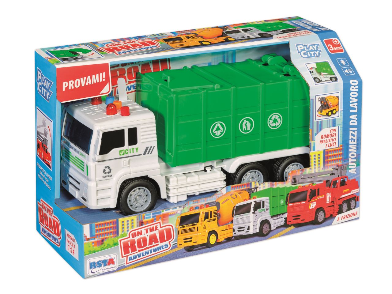 Camion da lavoro a frizione con luci e suoni in 3 assortimenti