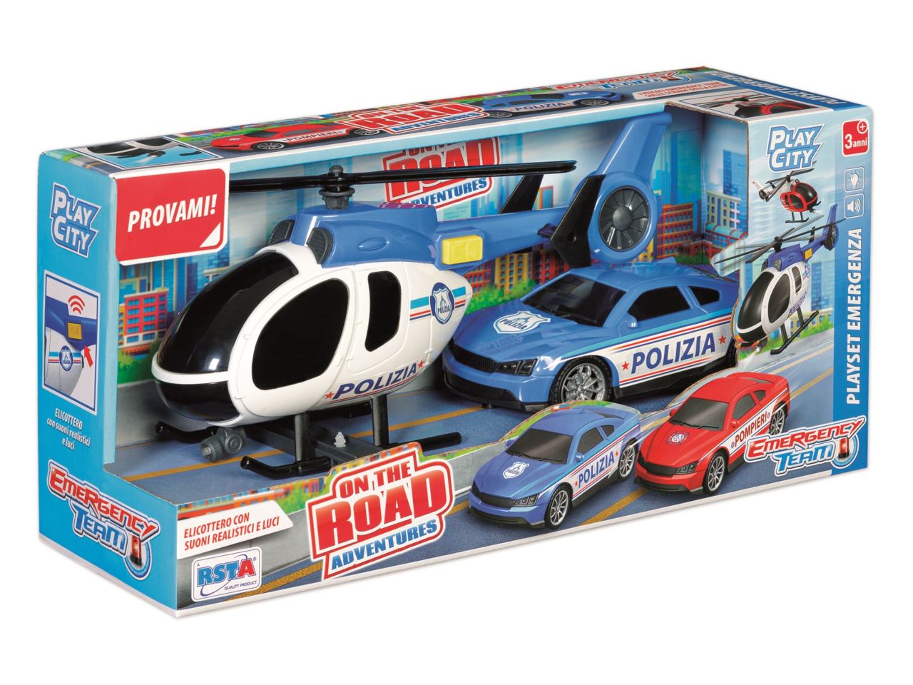 Elicottero e auto emergenza polizia
