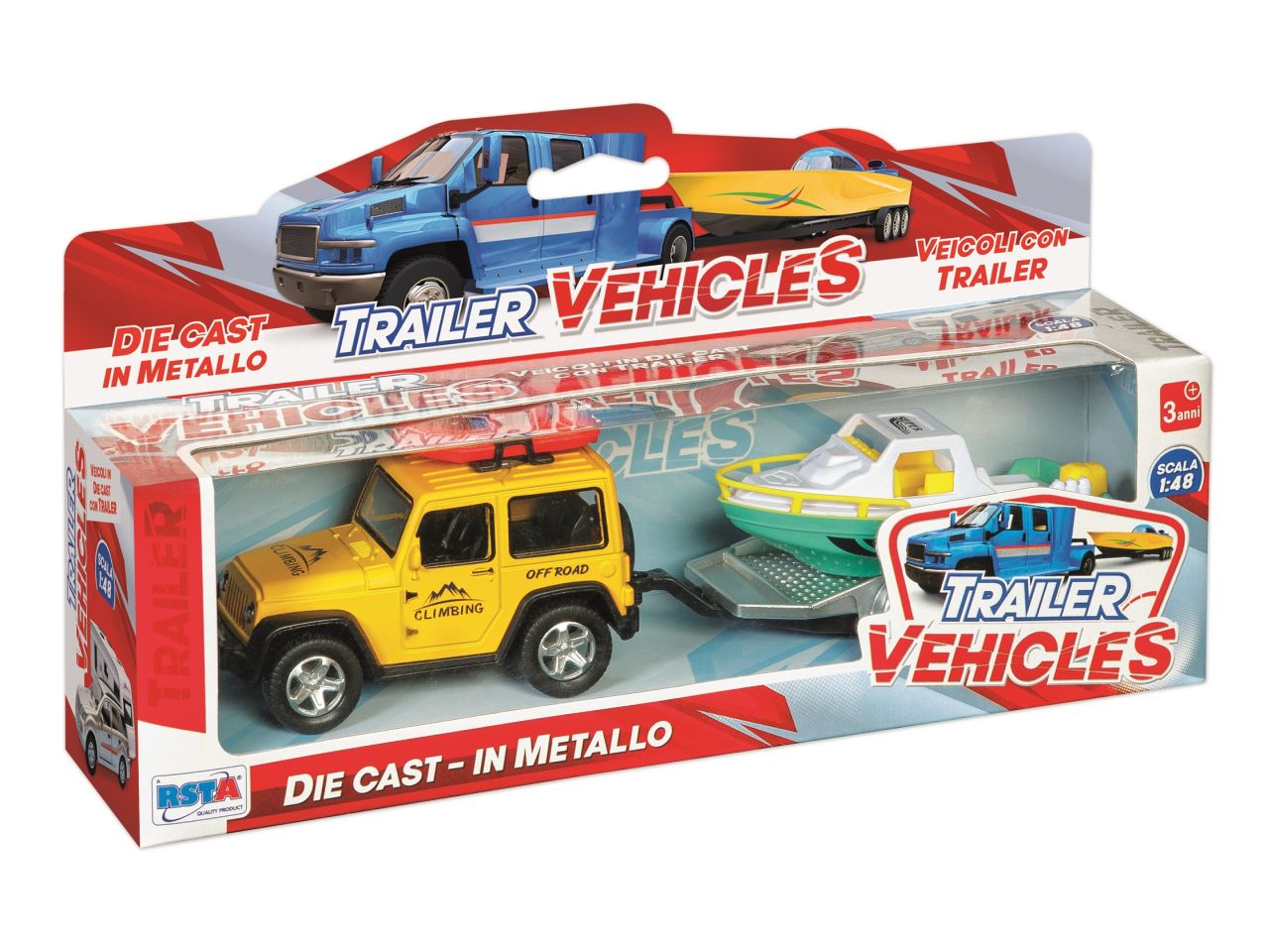 Auto die cast fuoristrada con carrello modelli assortiti