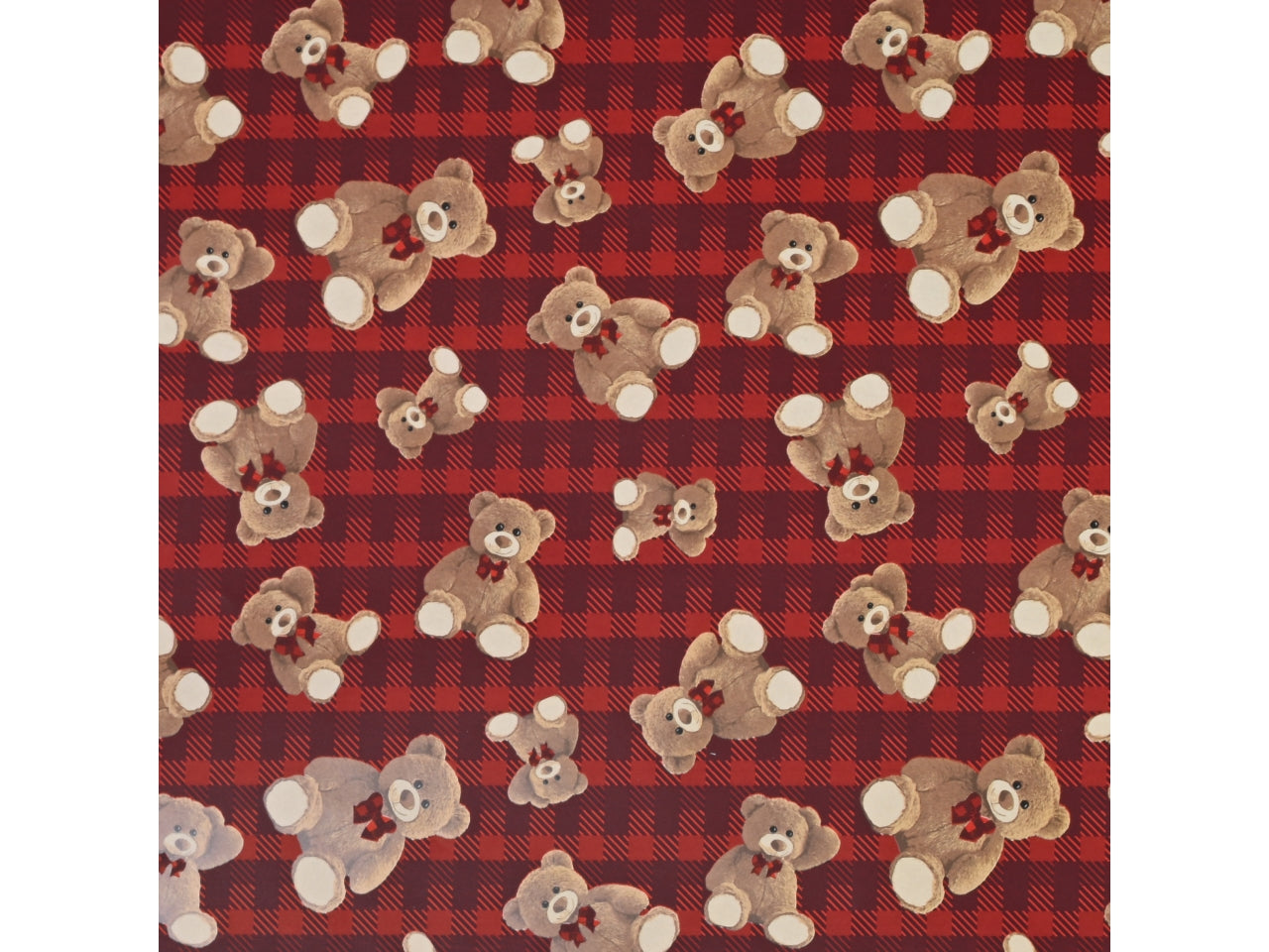 Rotolo carta da regalo natalizia tartan con orsetti peluche rosso 100cmx10mt - Star