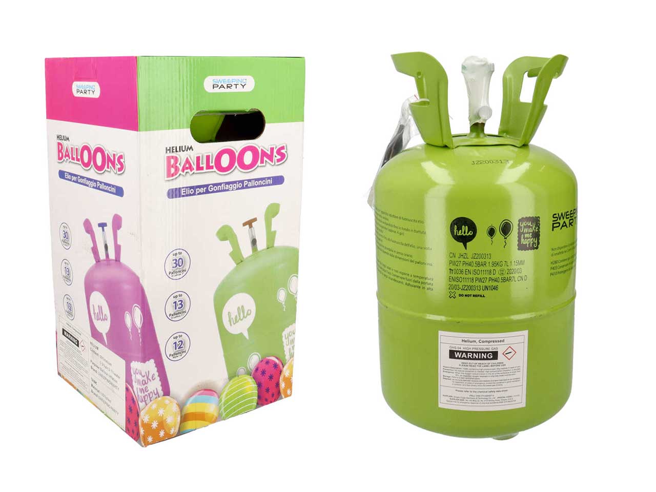 Bombola ad elio 7,1lt ad uso esclusivo per palloncini in lattice
