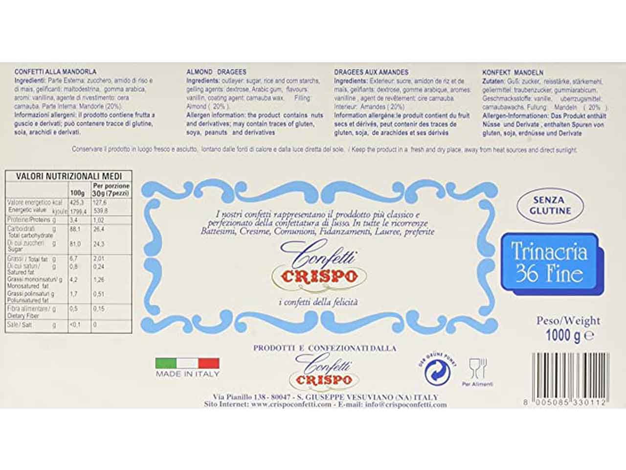 Confetto trinacria bianca 010133011