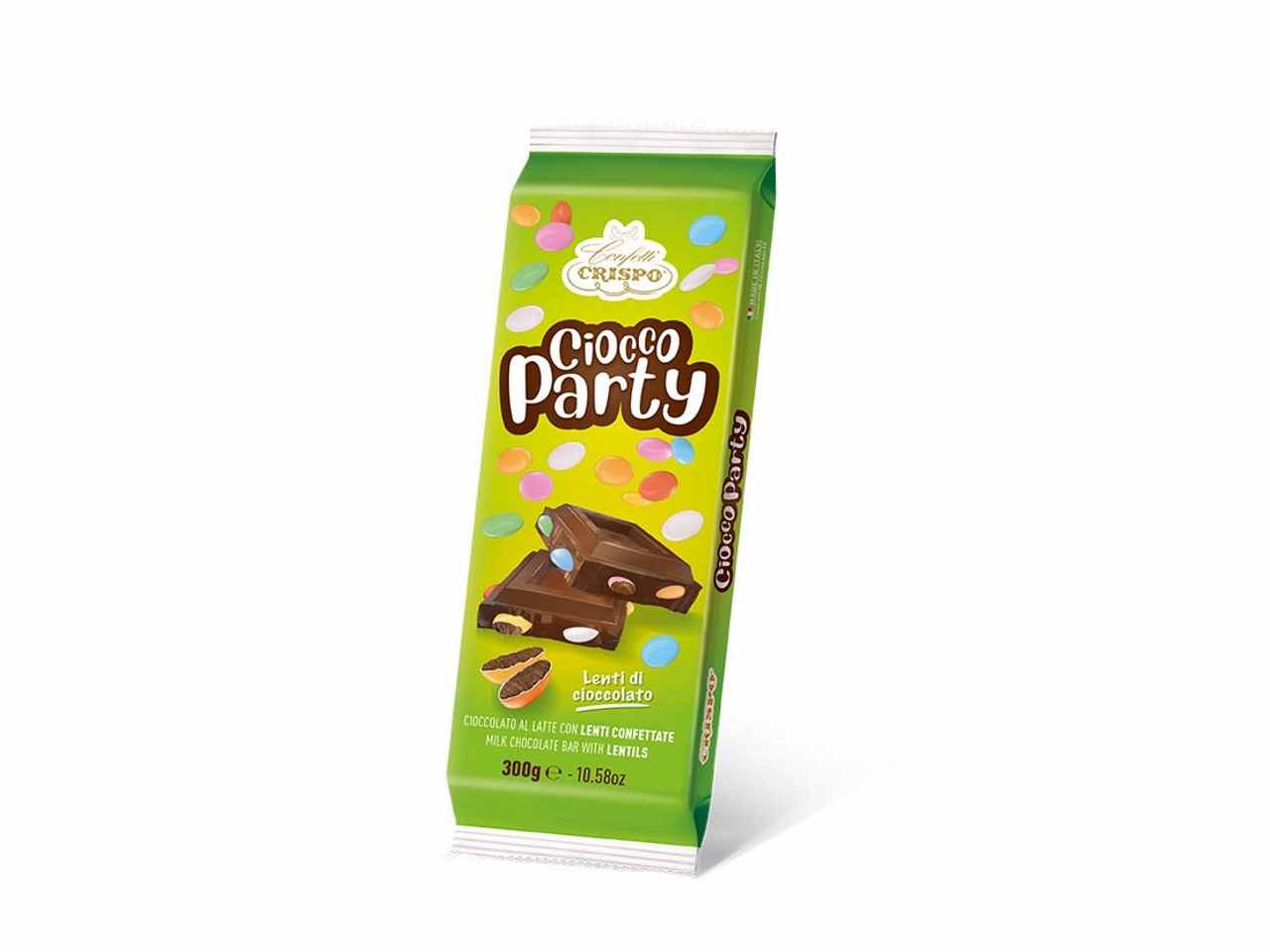 Ciocco party lenti tavoletta di cioccolato al latte con lenti colorate 300gr $