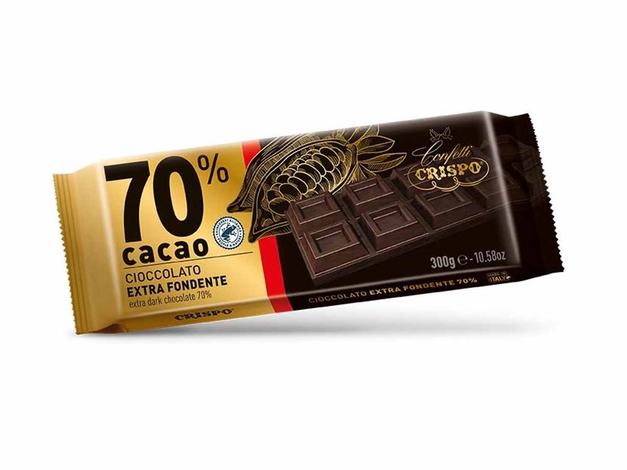 Tavoletta di cioccolato fondente cacao al 70% 300gr