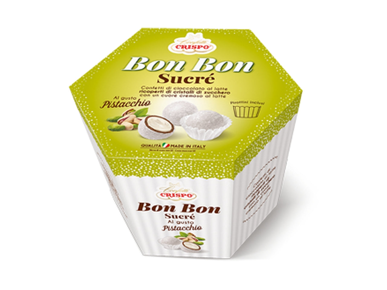 Bon bon sucre' bianco al gusto di pistacchio - confezione da 500gr