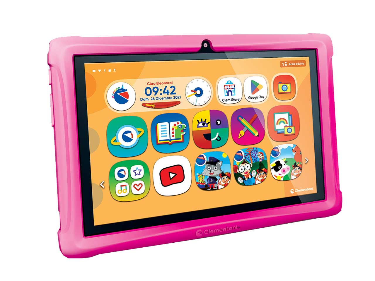 Tablet Educativo Clempad 10'' Bumper Pink: Perfetto per Bambini dai 3 ai 6 Anni - Clementoni